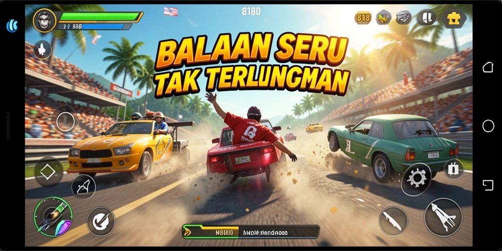 Gameplay Racing yang intens dan penuh aksi dalam 8180.