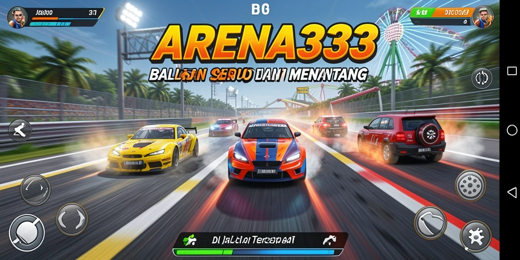 Tampilan gameplay seru di lintasan balap ARENA333.